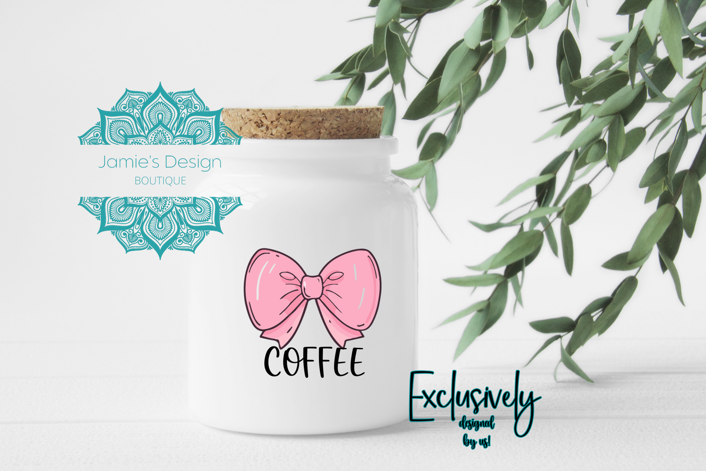 Coffee, Tea & Sugar Canister UV DTF Decal (2 sizes) Bows