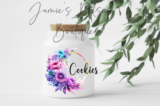 Cookies Canister UV DTF Decal Floral (2 sizes)