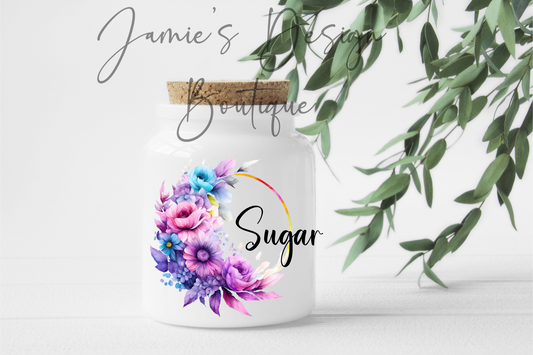 Sugar Canister UV DTF Decal Floral (2 sizes)