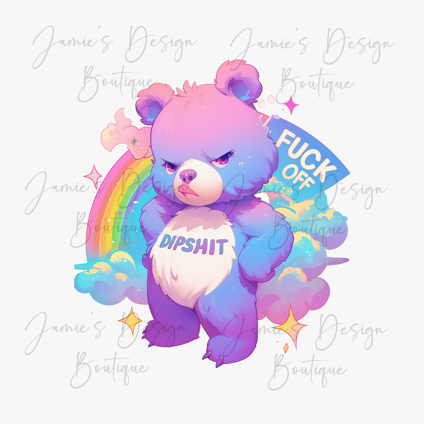 Single Decal UV DTF Swear Care Bear Exclusive (3 sizes)