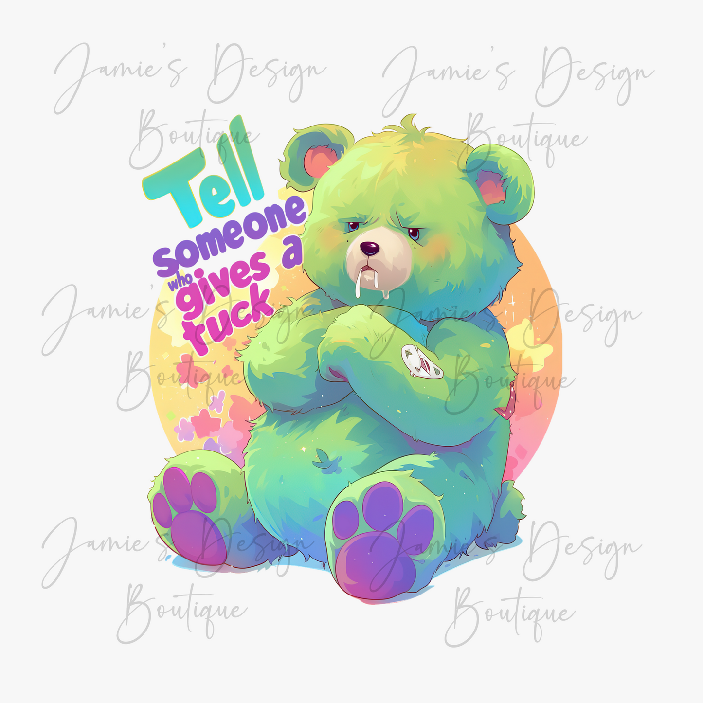 Single Decal UV DTF Swear Care Bear Exclusive (3 sizes)