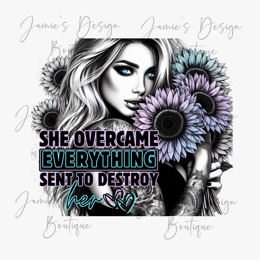 She overcame everything Single decal UVDTF (3 sizes)