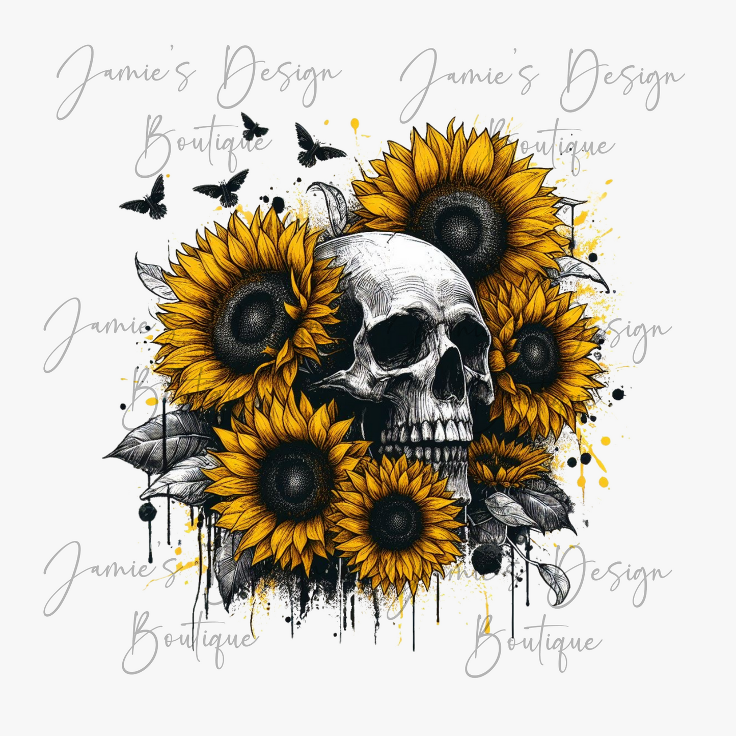 Sunflower Skull Single decal UVDTF (3 sizes)