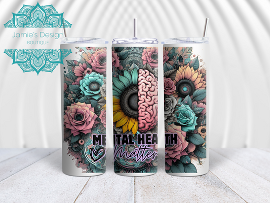 20oz Tumbler UV DTF Wrap Mental Health Matters