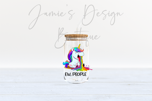 Single Decal UV DTF Ew people Unicorn