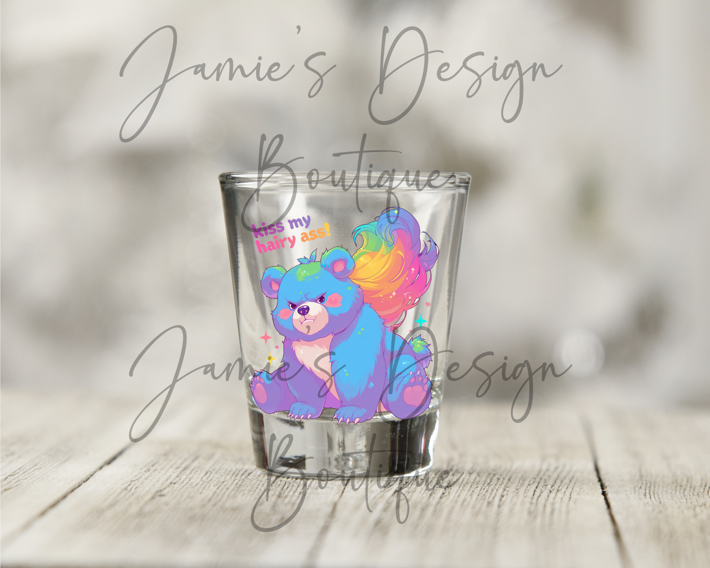 Single Decal UV DTF Swear Care Bear - Shot Glass Exclusive