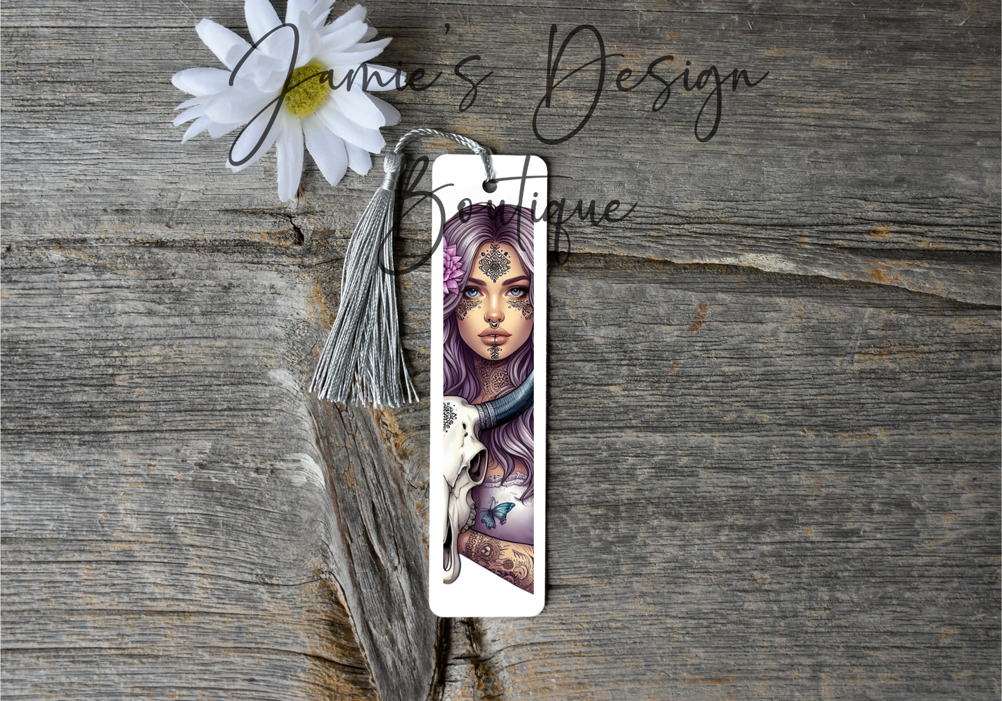 Lady Bull Skull Bookmark UVDTF