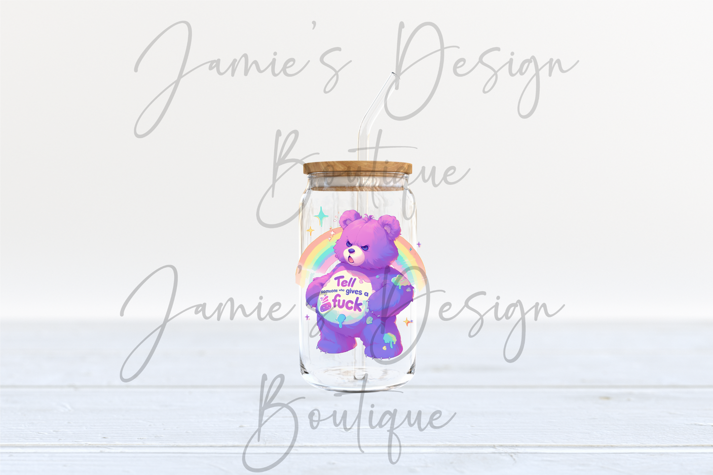 Single Decal UV DTF Swear Care Bear Exclusive (3 sizes)