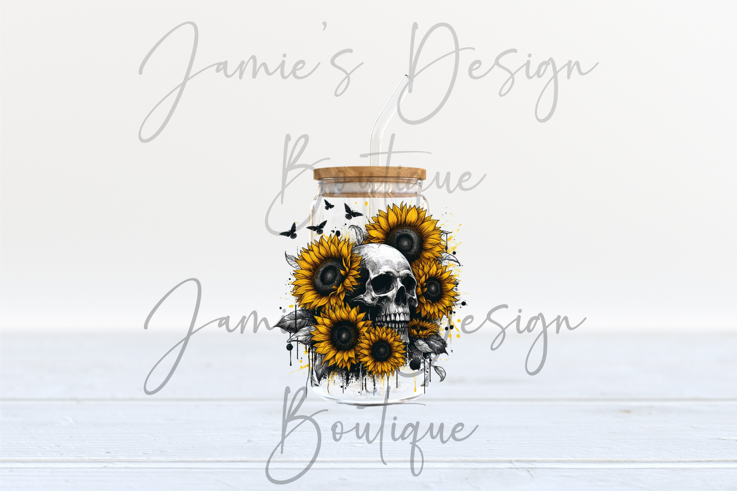 Sunflower Skull Single decal UVDTF (3 sizes)