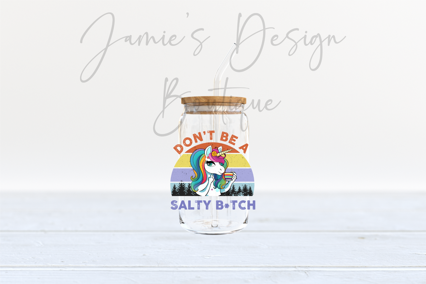 Single Decal UV DTF Salty B*tch Unicorn