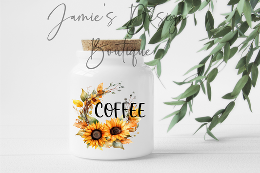 Coffee, Tea, Sugar Canister UV DTF Decal Sunflower (2 sizes)