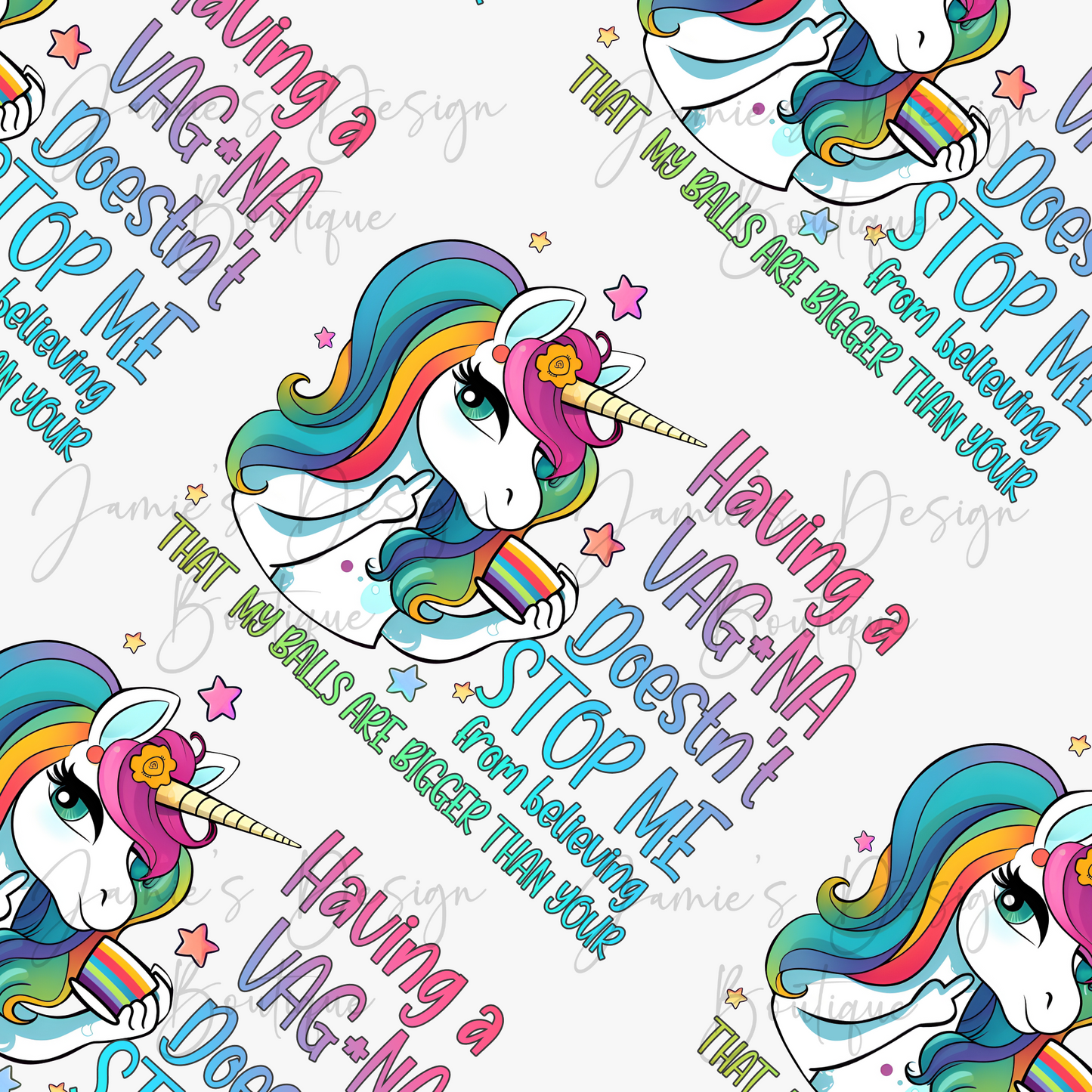 Single Decal UV DTF Angry Unicorn 10cm