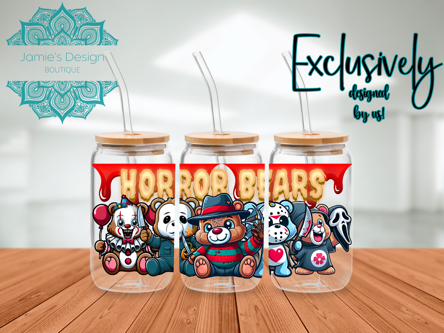 16oz Libby UVDTF Wrap Horror Bears Exclusive