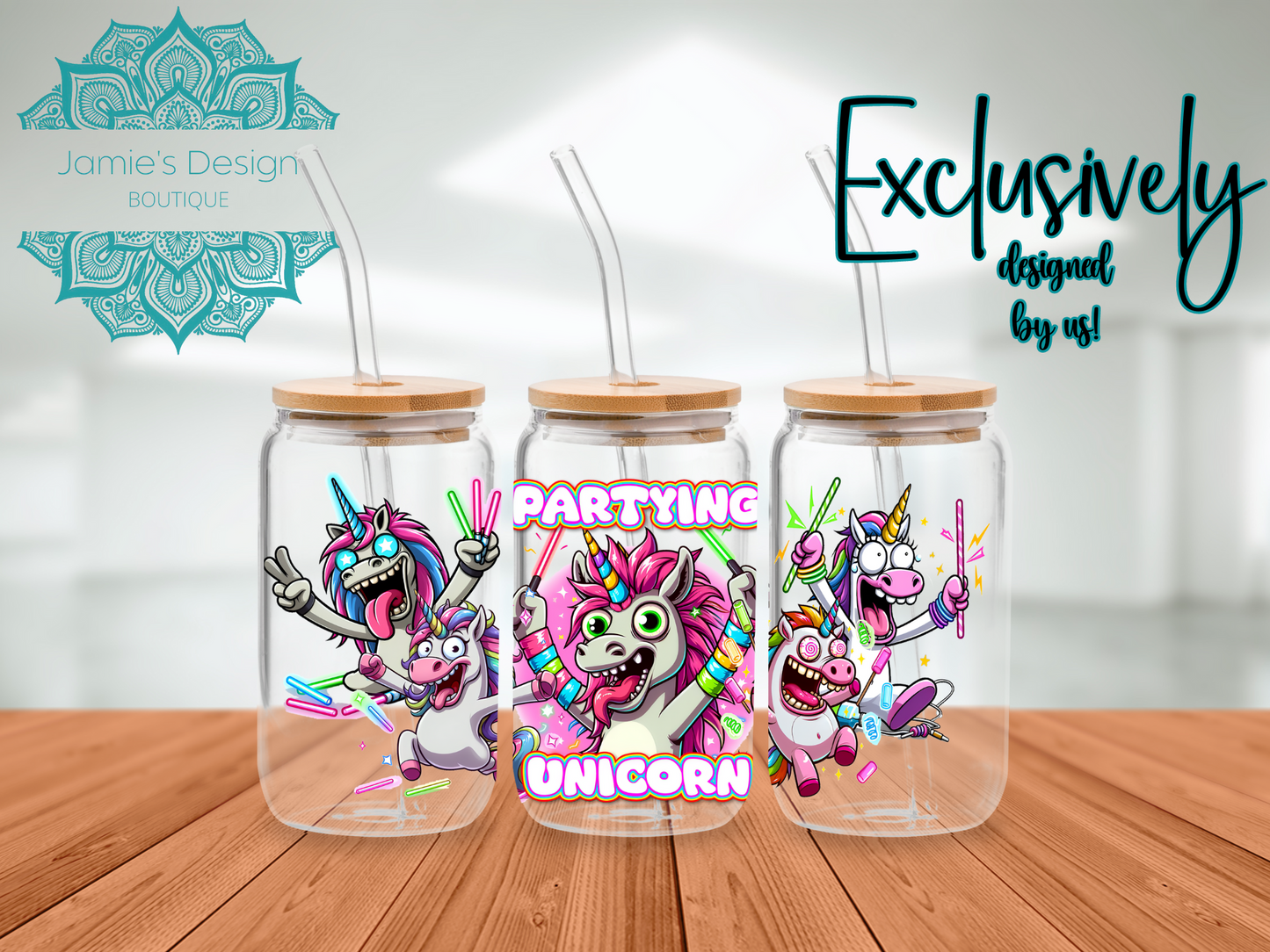 16oz Libby UVDTF Wrap Partying Unicorn Exclusive