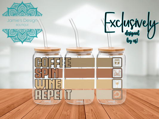 16oz Libby UVDTF Wrap Coffee Spin Wine Repeat Exclusive