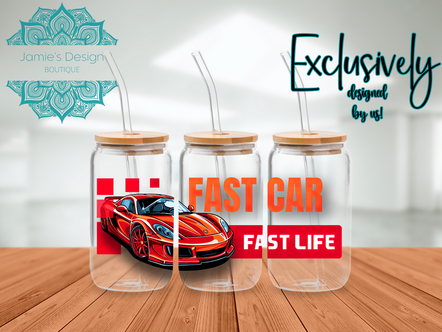 16oz Libby UVDTF Wrap Fast Car Fast Life Exclusive