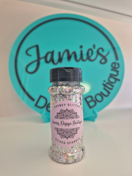 Chunky Glitter - Silver Sparkle - 56gram jar