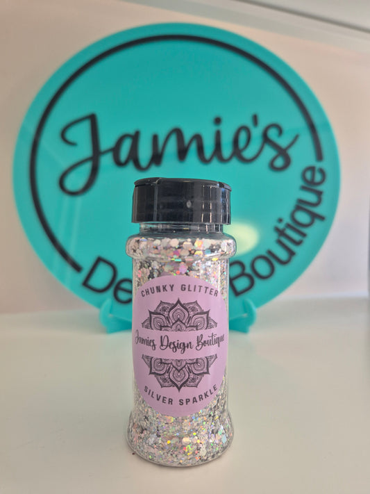 Chunky Glitter - Silver Sparkle -  56gram jar