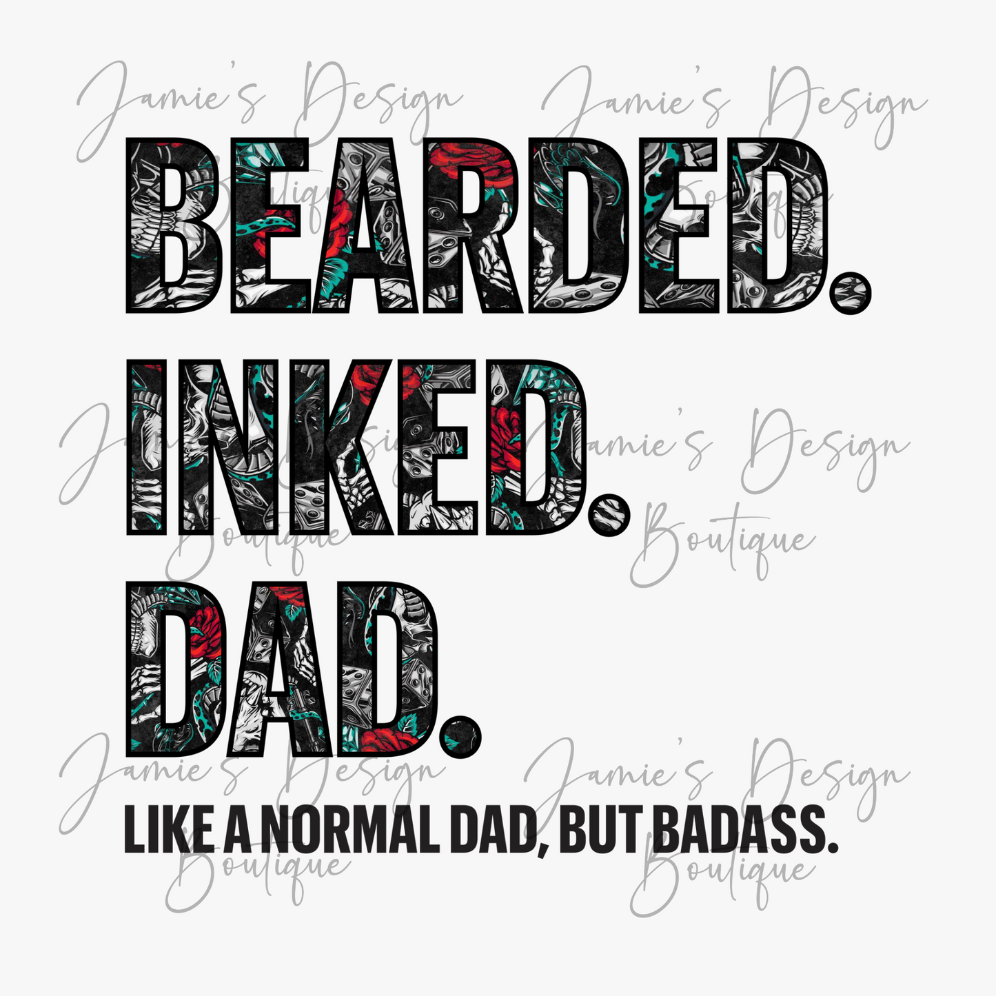 Bearded inked Dad  Single decal UVDTF (3 sizes)