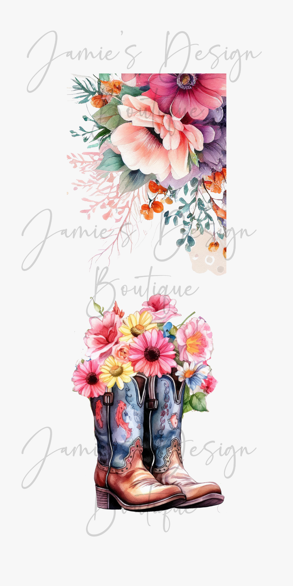 Floral Cowboots Bookmark UVDTF